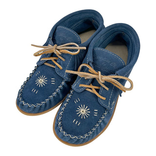Women's Earthing Blue Suede Fringed Moccasin Shoes