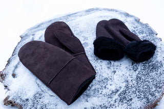 Brown Sheepskin Mittens for Men & Women