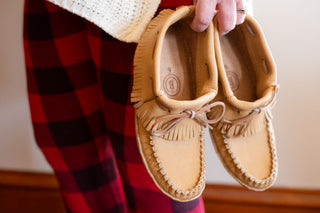 Women's Moccasins Moose Hide Fringed Soft Sole