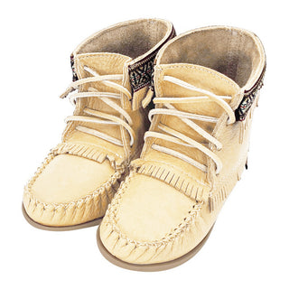 Women's Ivory Leather Moccasin Boots (Limited Edition)