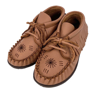 Women's Moose Hide Embroidered & Fringed Moccasin Shoes