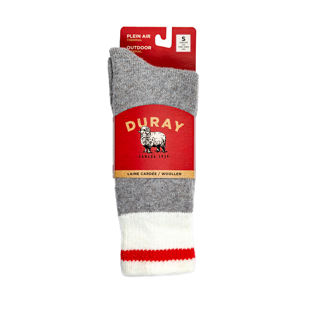 Child Duray Grey Wool Warm Dry Winter Socks Made In Canada