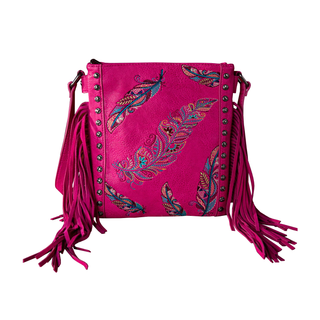 Embroidered Feather Collection Crossbody Purse