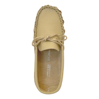 Men's Cream Wide Leather Moccasins (Final Clearance)