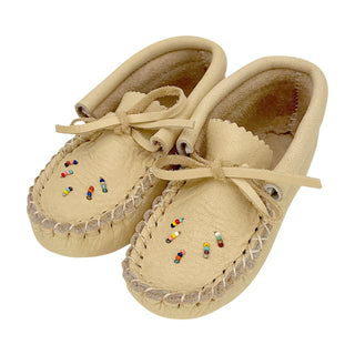 Children's Beaded Soft Soled Leather Moccasins