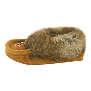 Children's Indian Tan Rabbit Fur Beaded Moccasins