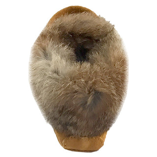 Children's Indian Tan Rabbit Fur Beaded Moccasins