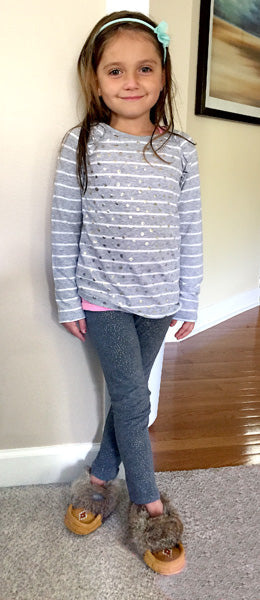 Children's Indian Tan Rabbit Fur Beaded Moccasins