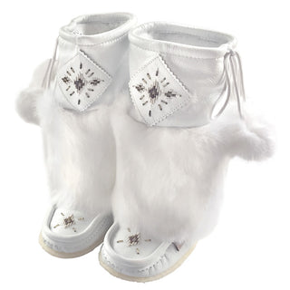 Women's 13" White Leather Mukluks