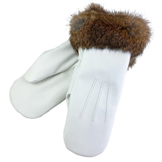 Women's Rabbit Fur Leather Mittens (Final Clearance)
