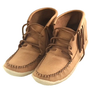 Men's Earthing Moose Hide Leather Fringed Moccasin Boots
