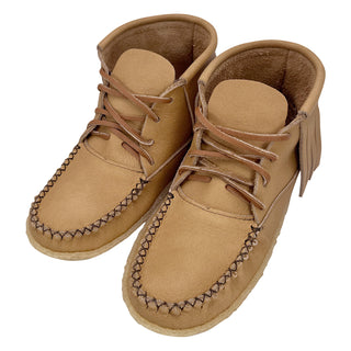 Women's Moose Hide Leather Fringed Moccasin Boots