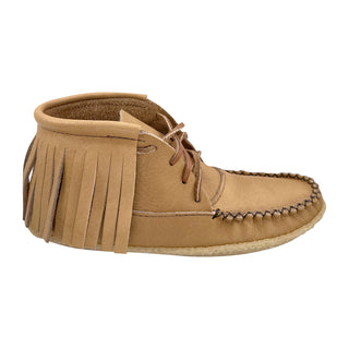 Women's Moose Hide Leather Fringed Moccasin Boots for Earthing
