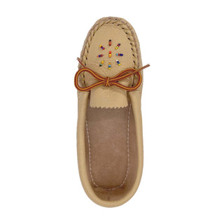 Children's Beaded Rubber Soled Leather Moccasin Shoes