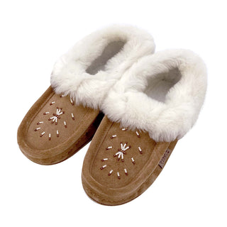 Women's Sheepskin Trim Beaded Moccasins