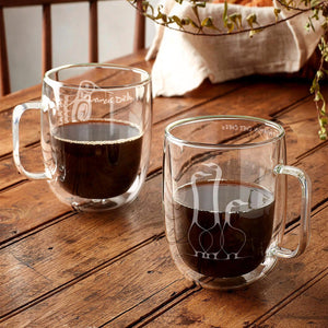 Native Canadian Art Double Wall Glass Mug
