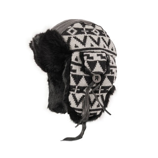 Navajo Wool Aviator Hat with Rabbit Trim