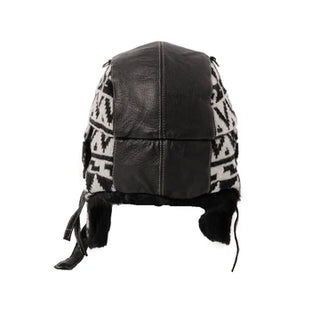 Navajo Wool Aviator Hat with Rabbit Trim