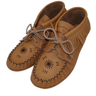 Women's Moose Hide Embroidered & Fringed Moccasin Shoes