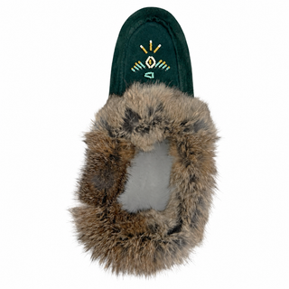 Women's Rabbit Fur Thunderbird Beaded Moccasins