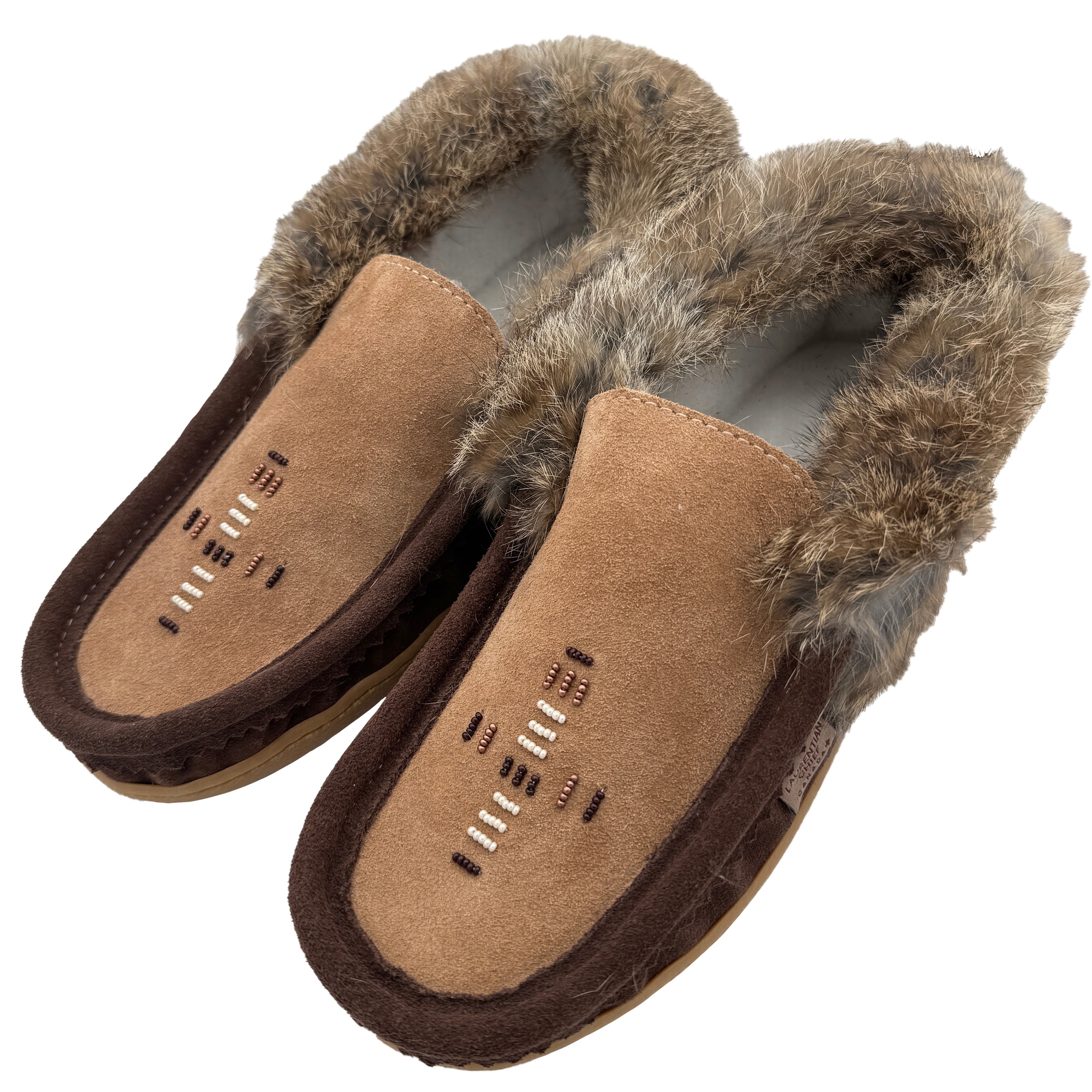 Suede Slippers Rabbit Fur Lined Moccasins Crepe Sole Fleece Lined