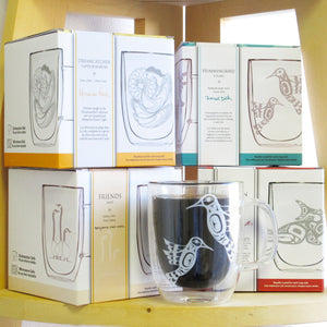 Native Canadian Art Double Wall Glass Mug