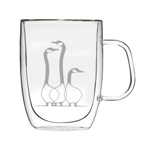 Native Canadian Art Double Wall Glass Mug
