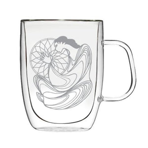 Native Canadian Art Double Wall Glass Mug