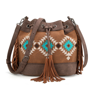 Embroidered Collection Drawstring Shoulder Bag Crossbody Purse