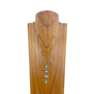 Metal Chain Turquoise Teardrop Necklace