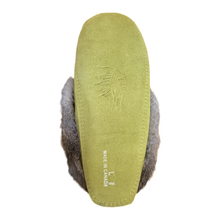 Women's Green Limited Edition Rabbit Fur Moccasins