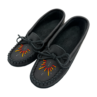 Women's Moose Hide Leather Beaded Moccasins