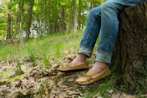 Men's Earthing Moccasins Moose Hide with Heavy Oil Tan Soles