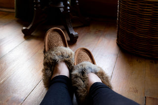Women's Rabbit Fur Floral Embossed Moccasins