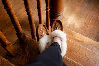 Women's Sheepskin Trim Beaded Moccasins