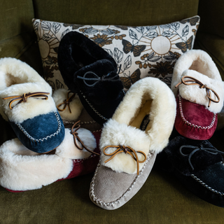 Women's Lynette Lined Suede Rubber Sole Slippers (Clearance - Final Sale)