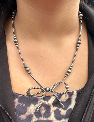 Navajo Pearl Bead Bow Tie Necklace