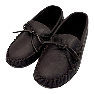 Men s Soft Sole Dark Brown Double Deerskin Leather Moccasin Slippers Moccasins Canada