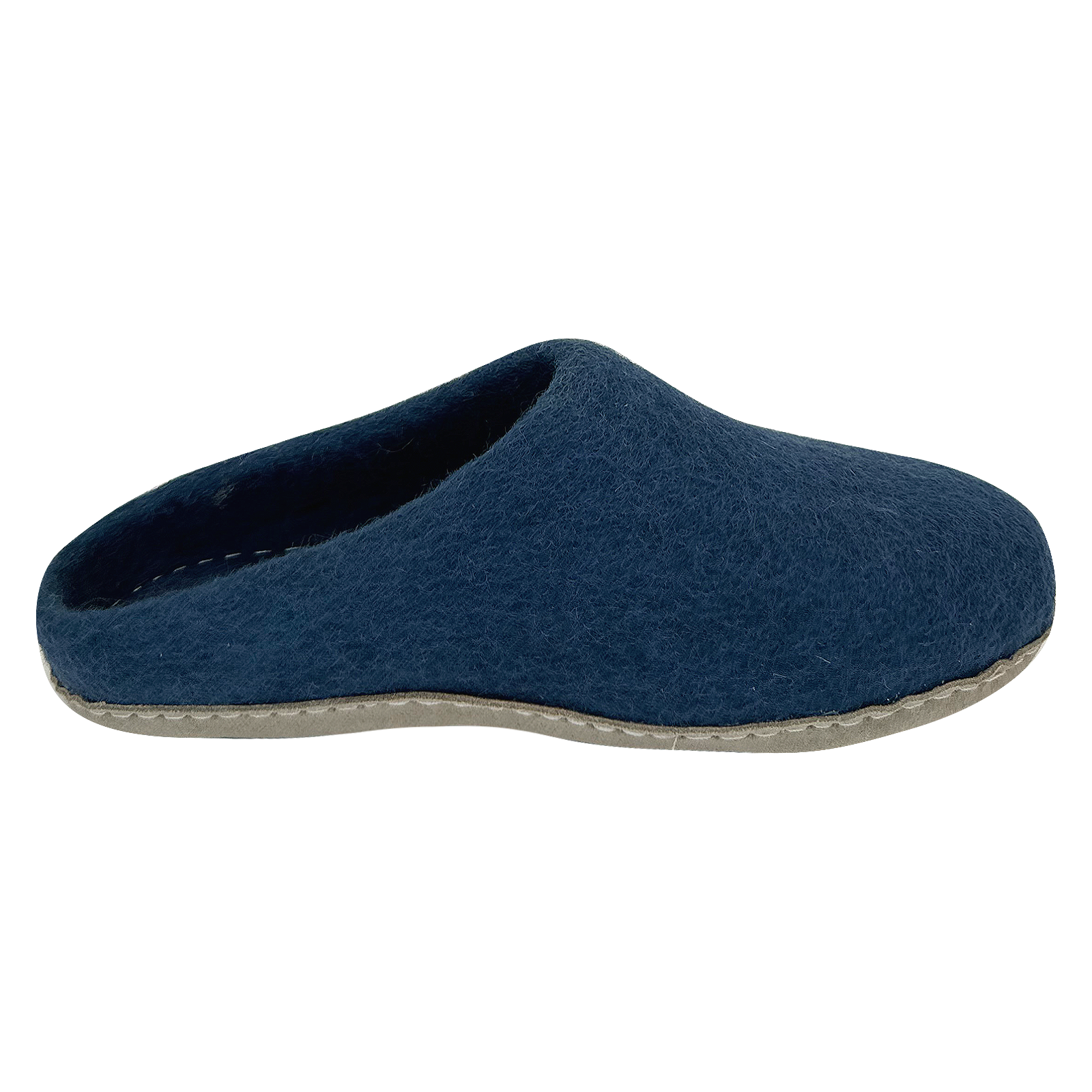 Felted Wool Slippers Open Heel with Leather Outsoles for Men