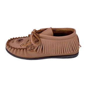 Women's Moose Hide Embroidered & Fringed Moccasin Shoes