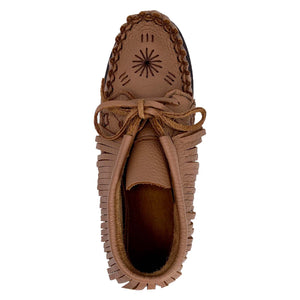 Women's Moose Hide Embroidered & Fringed Moccasin Shoes