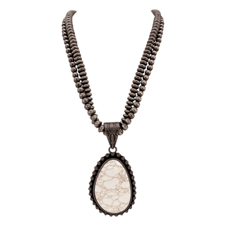 Double Navajo Pearl Turquoise Pendant Necklace
