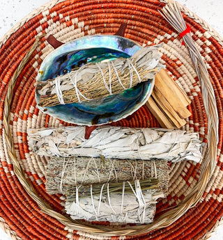 Wooden Tripod Stand with Abalone Smudging Shell