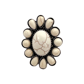 Silver Stretch Concho Turquoise Ring
