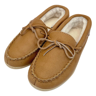 Moccasin slippers with rubber sole discount
