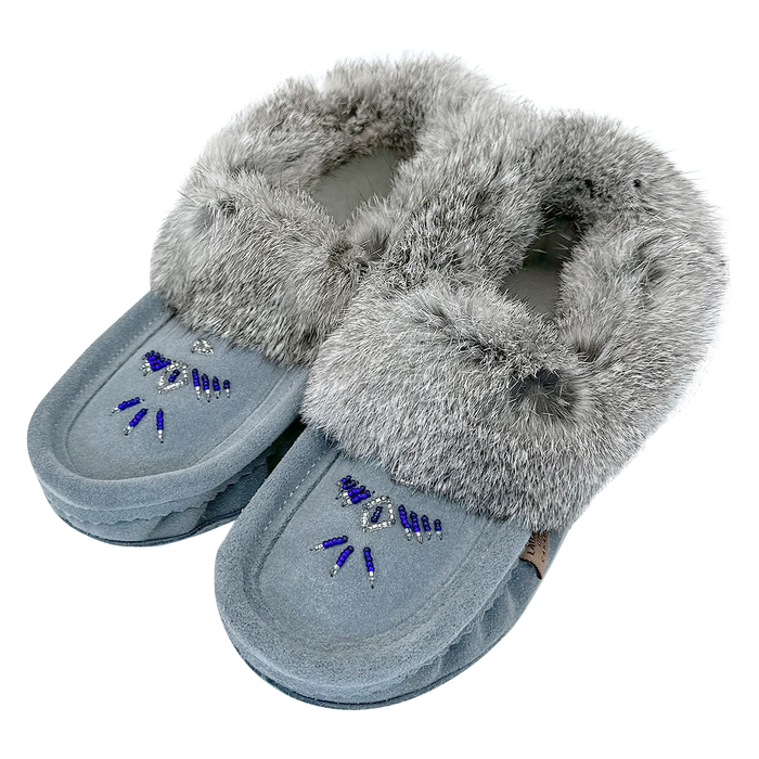 Women's Rabbit Fur Thunderbird Beaded Moccasins