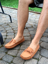 Men's Tan Wide Leather Moccasins