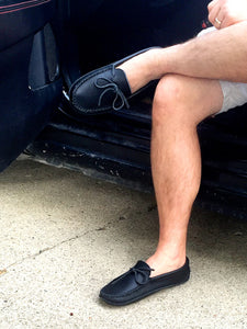 Men's Black Leather Moccasins