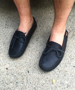 Men's Black Leather Moccasins