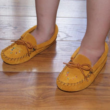 Child and Youth Earthing Beaded Suede Moccasins
